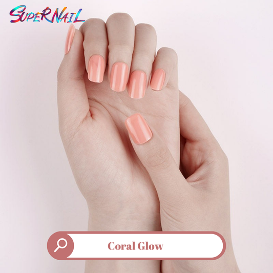 Coral Glow Semi Cured Gel Nail Strips