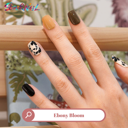 Ebony Bloom Semi Cured Gel Nail Strips