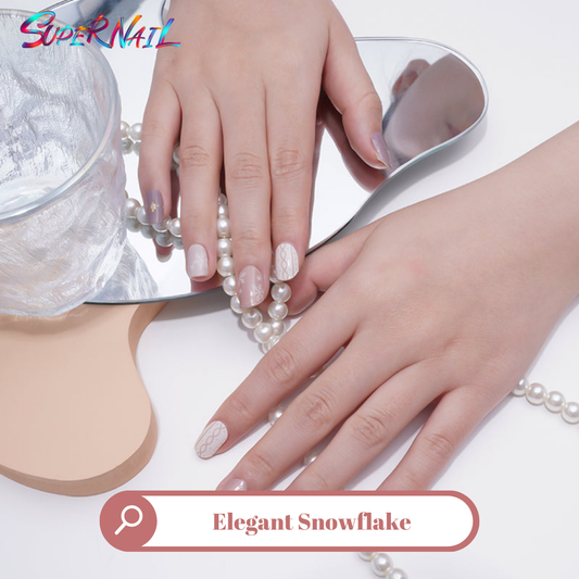 Elegant Snowflake Semi Cured Gel Nail Strips