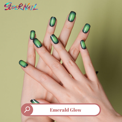 Emerald Glow Semi Cured Gel Nail Strips