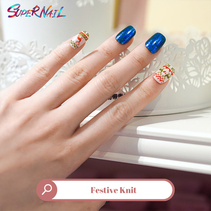 Festive Knit Semi Cured Gel Nail Strips