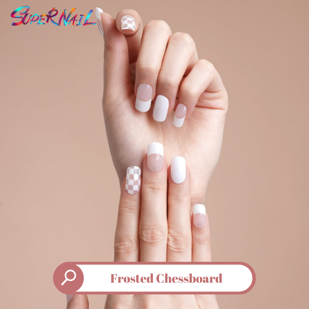 Frosted Chessboard Semi Cured Gel Nail Strips