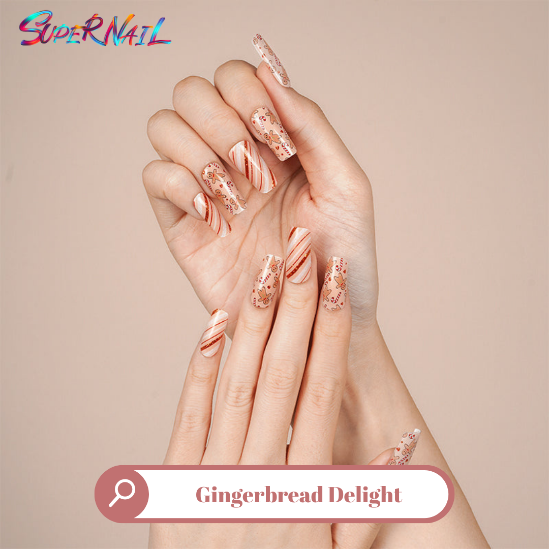 Gingerbread Delight Semi Cured Gel Nail Strips