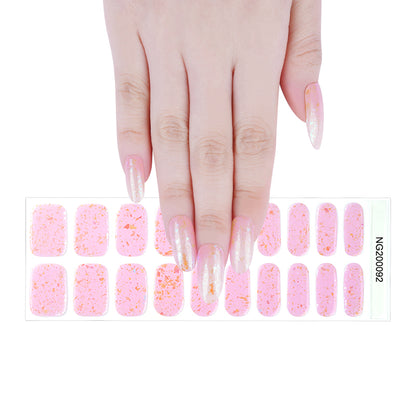 Pink Glitter Bliss Semi Cured Gel Nail Strips