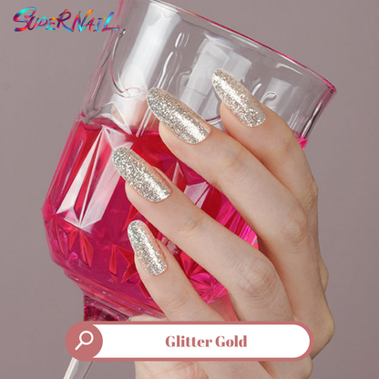 Glitter Gold Semi Cured Gel Nail Strips