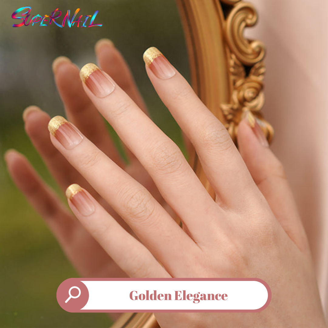 Golden Elegance Semi Cured Gel Nail Strips