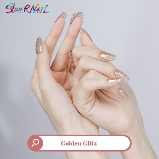 Golden Glitz Semi Cured Gel Nail Strips