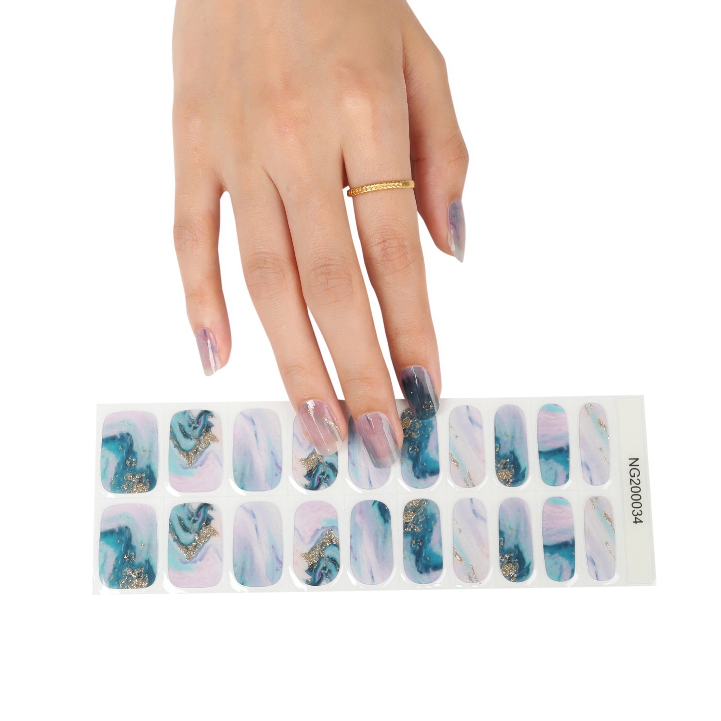 Ocean Marble Semi Cured Gel Nail Strips